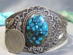 Fred Harvey Era NAVAJO Maisels SpiderWeb TURQUOISE Sterling Silver 49g Bracelet