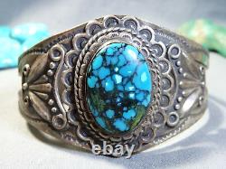 Fred Harvey Era NAVAJO Maisels SpiderWeb TURQUOISE Sterling Silver 49g Bracelet