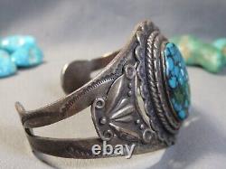 Fred Harvey Era NAVAJO Maisels SpiderWeb TURQUOISE Sterling Silver 49g Bracelet