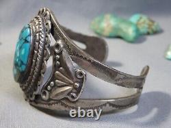 Fred Harvey Era NAVAJO Maisels SpiderWeb TURQUOISE Sterling Silver 49g Bracelet