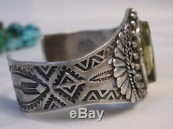 Fred Harvey Era NAVAJO Maisles ROYSTON TURQUOISE STERLING Silver 44G Cuff snd