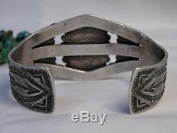 Fred Harvey Era NAVAJO Maisles ROYSTON TURQUOISE STERLING Silver 44G Cuff snd