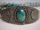 Fred Harvey Era Navajo Nevada Turquoise Coin 90% Silver Snake Chief Totem Cuff