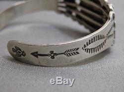 Fred Harvey Era NAVAJO Natural CARICO LAKE TURQUOISE Stampd STERLING Silver CUFF