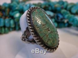 Fred Harvey Era NAVAJO Natural CERRILLOS TURQUOISE Stmpd STERLING Silver RING s7