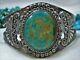Fred Harvey Era Navajo Natural Fox Mine Turquoise Sterling Silver 51gm Cuff