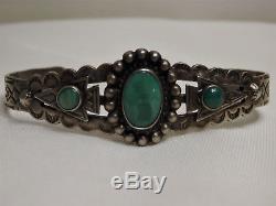 Fred Harvey Era NAVAJO Natural NEVADA TURQUOISE STERLING Silver ARROW Head CUFF