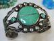 Fred Harvey Era Navajo Natural Nevada Turquoise Stamped Sterling Silver 40g Cuff