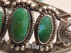 Fred Harvey Era NAVAJO Natural NEVADA TURQUOISE Variscite STERLING Silver CUFF