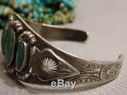 Fred Harvey Era NAVAJO Natural NEVADA TURQUOISE Variscite STERLING Silver CUFF