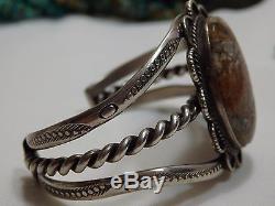 Fred Harvey Era NAVAJO Natural PETRIFIED WOOD Stamped STERLING Silver 43G CUFF
