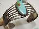 Fred Harvey Era Navajo Natural Royston Turquoise Stamped Sterling Silver Cuff