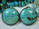 Fred Harvey Era Navajo Naturl Carico Lake Turquoise Coin Silver Post Earrings