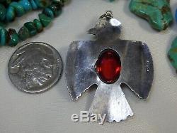 Fred Harvey Era NAVAJO Real OPAL Stamped STERLING Silver THUNDERBIRD Pendant