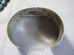 Fred Harvey Era NAVAJO Stamped Repousse STERLING Silver 1.75high CUFF Bracelet