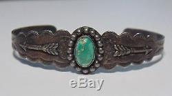 Fred Harvey Era Native American Maisels Sterling Silver Turquoise Cuff Bracelet