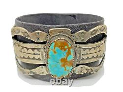 Fred Harvey Era Native American Navajo #8 Turquoise & Silver Bracelet
