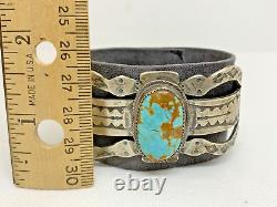 Fred Harvey Era Native American Navajo #8 Turquoise & Silver Bracelet