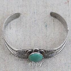 Fred Harvey Era Native American Navajo Old Pawn Silver Turquoise Cuff Bracelet