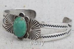 Fred Harvey Era Native American Navajo Old Pawn Silver Turquoise Cuff Bracelet