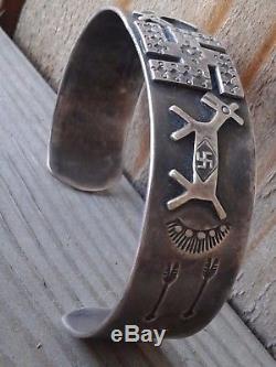 Fred Harvey Era Native American Navajo Sterling Silver Whirling Logs Bracelet