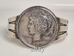 Fred Harvey Era Native American Peace Silver Dollar Sterling Silver Bracelet