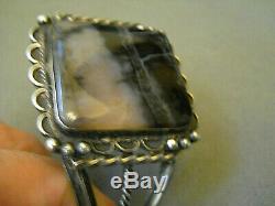 Fred Harvey Era Native American Petrified Wood Sterling Silver Cuff Bracelet