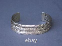 Fred Harvey Era Native American Sterling 925 Stamped Rope Design Cuff Bracelet