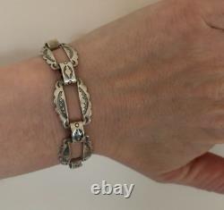 Fred Harvey Era Native American Sterling Silver Link chain bracelet