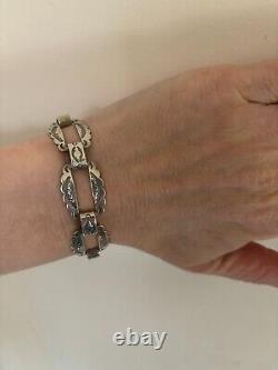 Fred Harvey Era Native American Sterling Silver Link chain bracelet