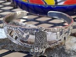 Fred Harvey Era Native American Sterling Silver Whirling Log Cuff Bracelet