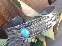 Fred Harvey Era Native American Whirling log Silver & Turquoise Cuff Bracelet