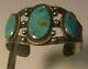 Fred Harvey Era Natural Turquoise Sterling Silver Cuff Bracelet Thunderbirds Old