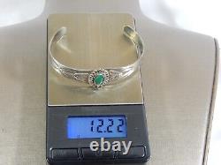 Fred Harvey Era Navajo Coin Silver Blue Green Turquoise Stamped Cuff Bracelet