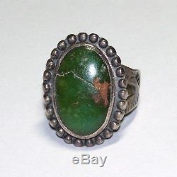 Fred Harvey Era Navajo Royston Green Turquoise Ring Ingot  Sterling Silver