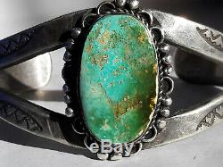 Fred Harvey Era Navajo Royston Turquoise Sterling Silver Cuff Bracelet 30.7grams