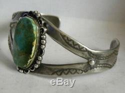 Fred Harvey Era Navajo Royston Turquoise Sterling Silver Cuff Bracelet 30.7grams