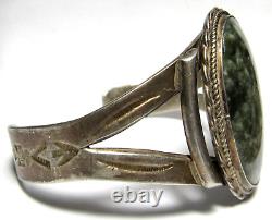 Fred Harvey Era Navajo Silver GREEN Seraphinite NATIVE AMERICAN Cuff Bracelet