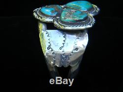 Fred Harvey Era Navajo Sterling Silver Bisbee Turquoise Cuff Bracelet