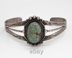 Fred Harvey Era Navajo Sterling Silver Carico Lake Turquoise Arrow Cuff Bracelet