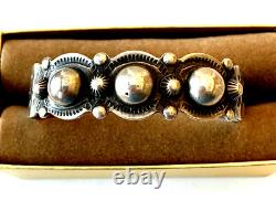 Fred Harvey Era Navajo Sterling Silver Dome Bracelet Old Unsigned