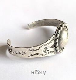 Fred Harvey Era Navajo Sterling Silver Hand Tooled Concho Cuff Bracelet 7