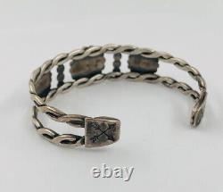Fred Harvey Era Navajo Sterling Silver Stamped Arrow Concho Twist Cuff Bracelet