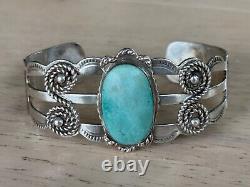 Fred Harvey Era Navajo Sterling Silver Turquoise Thunderbird Bracelet