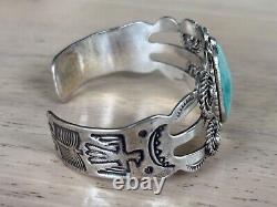 Fred Harvey Era Navajo Sterling Silver Turquoise Thunderbird Bracelet