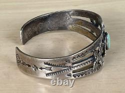 Fred Harvey Era Navajo Sterling Silver Turquoise Thunderbird Bracelet