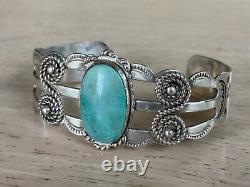 Fred Harvey Era Navajo Sterling Silver Turquoise Thunderbird Bracelet