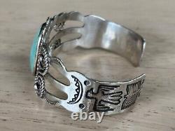 Fred Harvey Era Navajo Sterling Silver Turquoise Thunderbird Bracelet