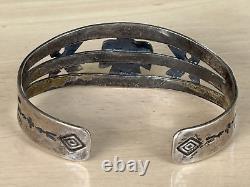 Fred Harvey Era Navajo Sterling Silver Turquoise Thunderbird Bracelet