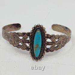 Fred Harvey Era OLD Vintage Sterling Silver & Turquoise Cuff Bracelet 6